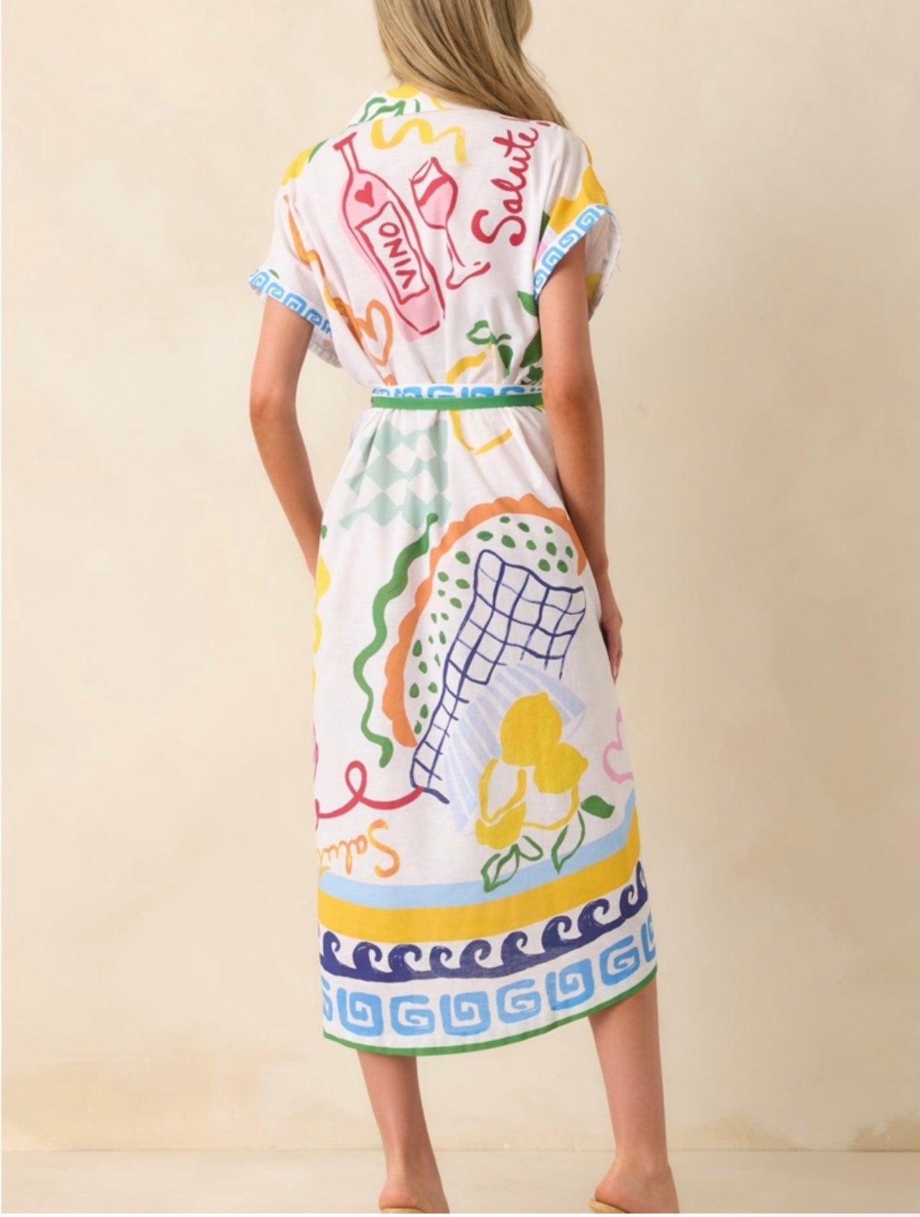 Summer Spritz white multi print midi Dress