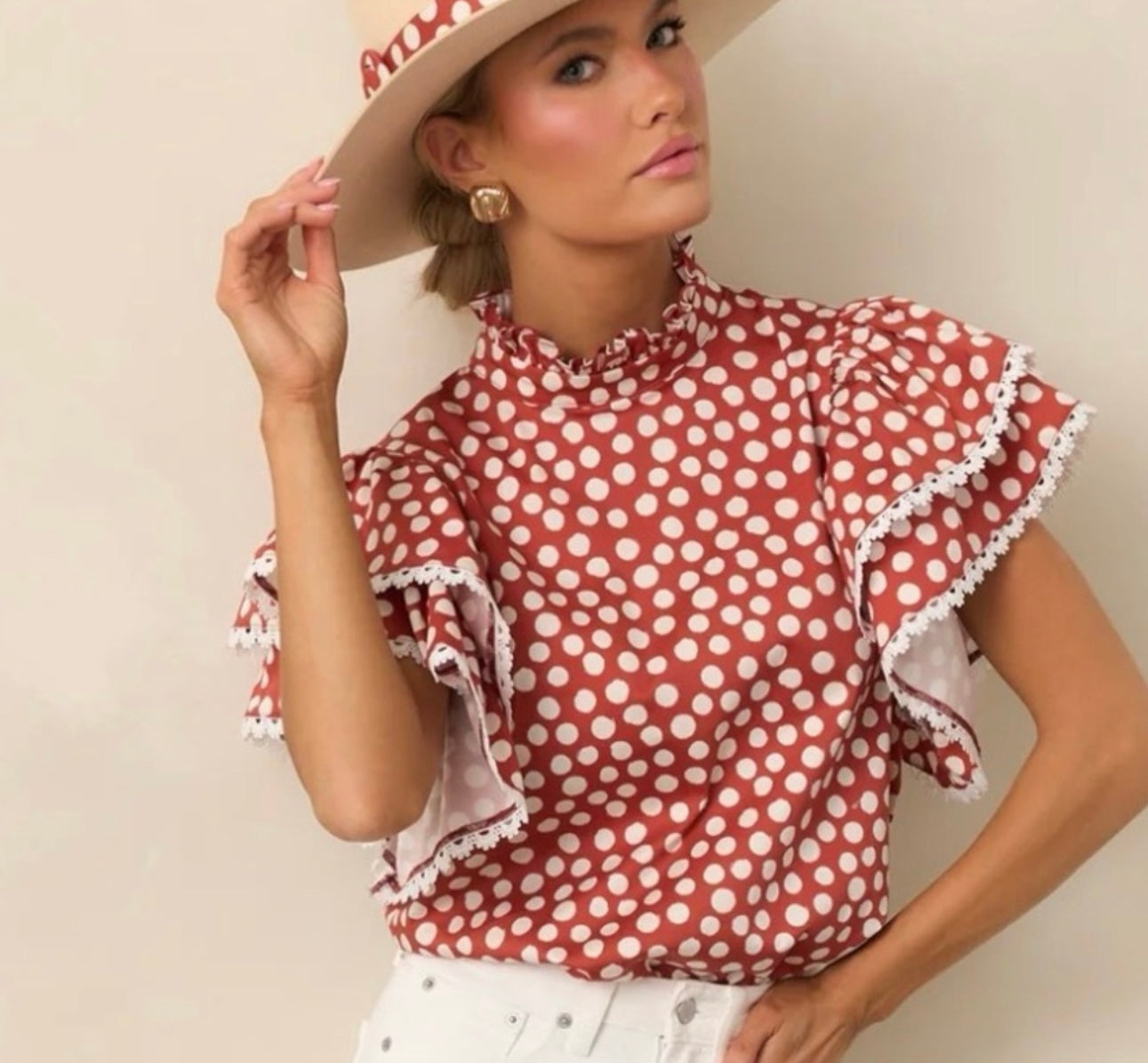Prosperina Dot Ruffle Blouse
