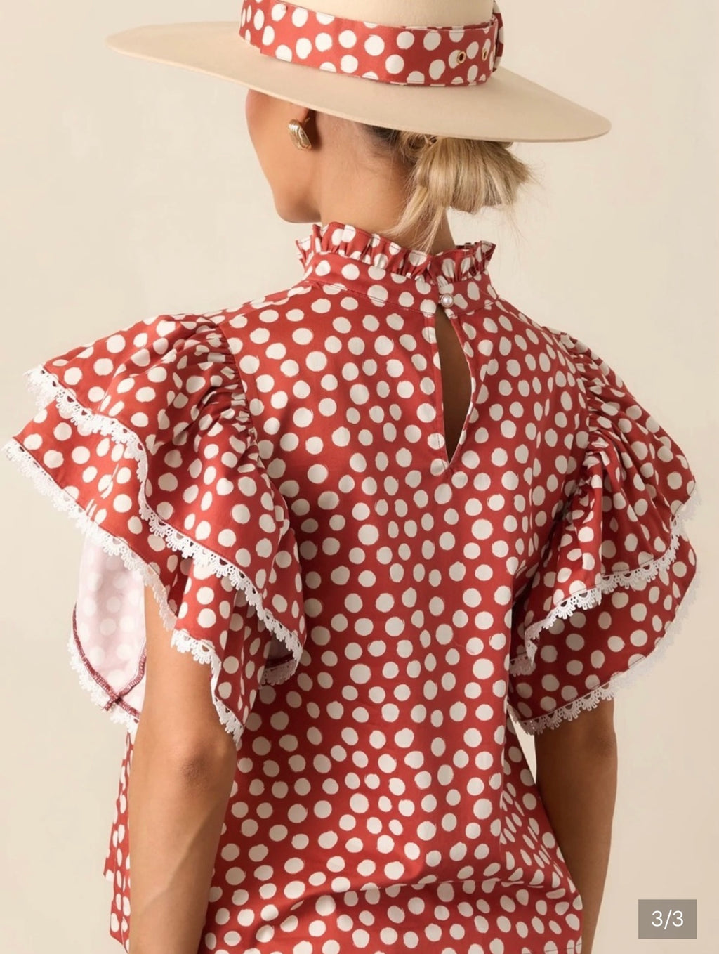 Prosperina Dot Ruffle Blouse