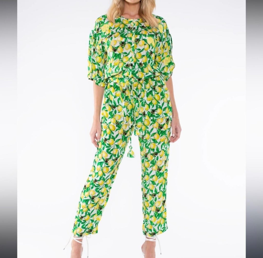 Taj by Sabrina Crippa Lemon Grove Print Jumpsuit