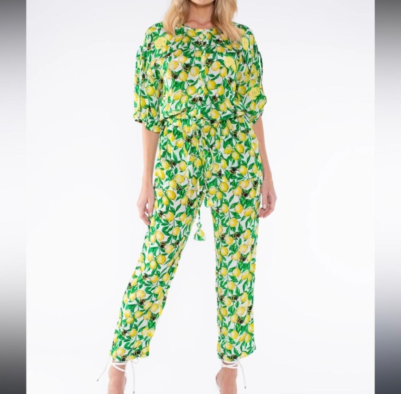 Taj by Sabrina Crippa Lemon Grove Print Jumpsuit