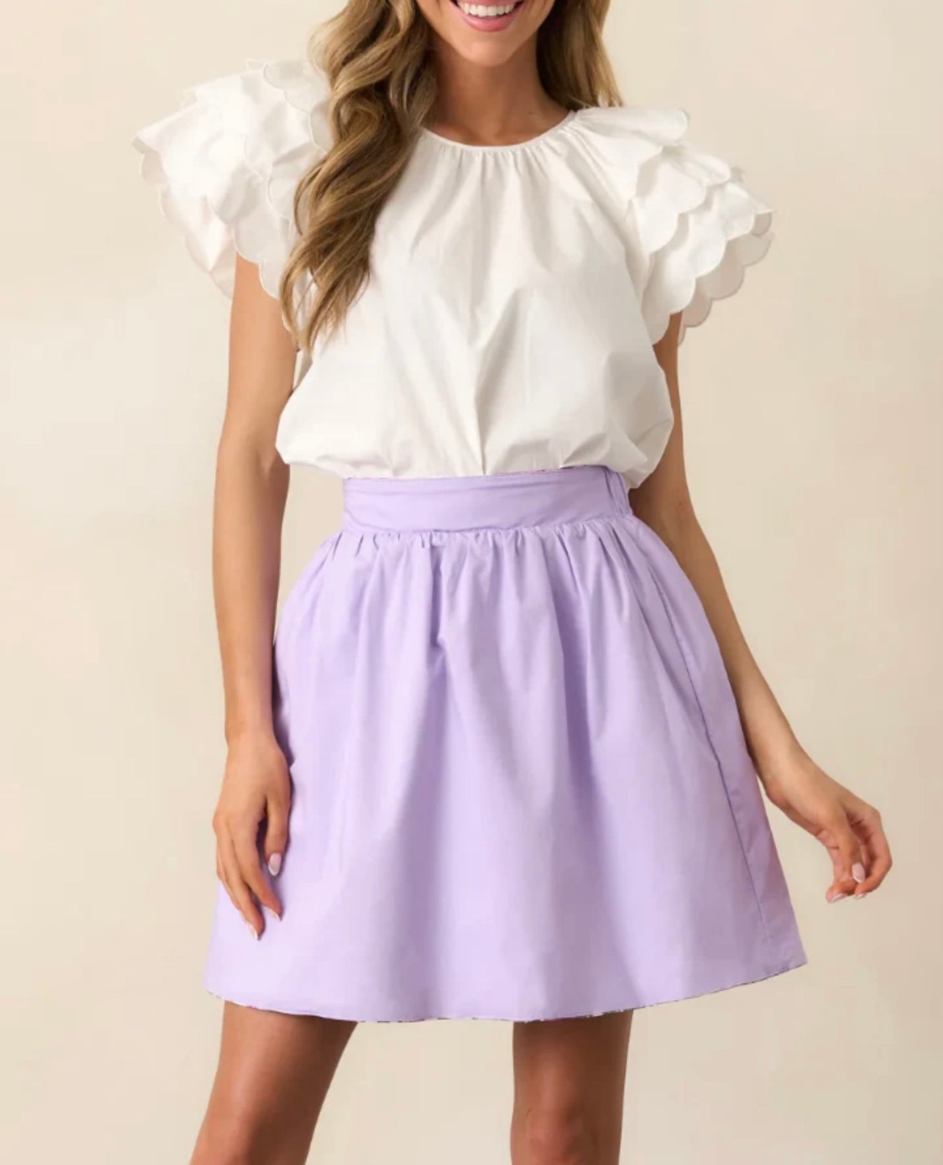 Adrian Reversible Lavender-Floral Skirt