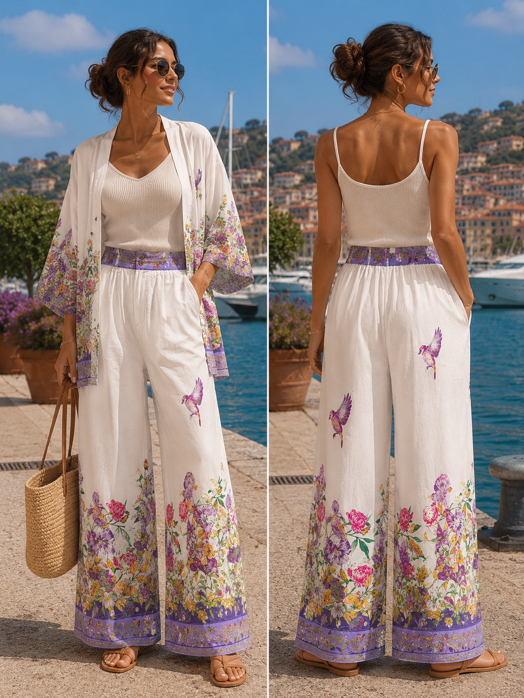 Taj by Sabrina Crippa Floral Wide-Leg Pant