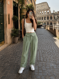 Choosy Green Olive High Waist Belted Pant
