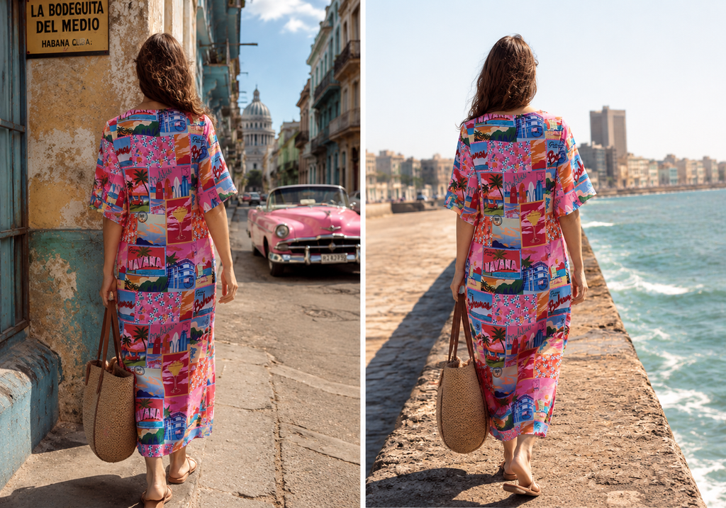 Alden Adair Havana Postcard Midi Dress