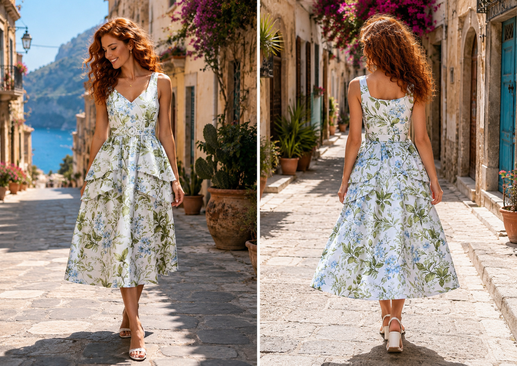 Diana Blue Lilacs Botanical Dress