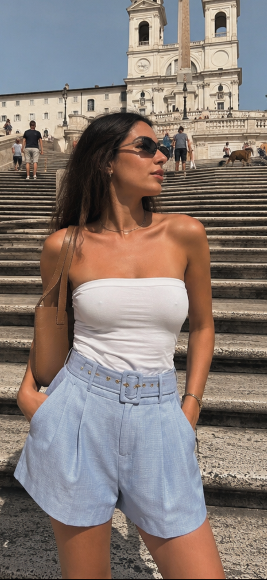 Sky Blue Belted Short