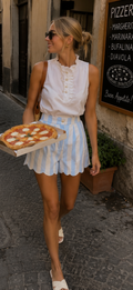 Scalloped Stripe Shorts