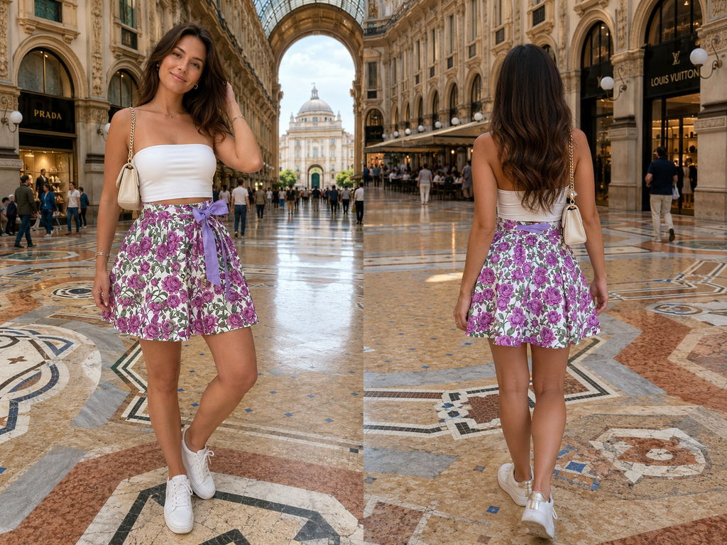 Adrian Reversible Lavender-Floral Skirt